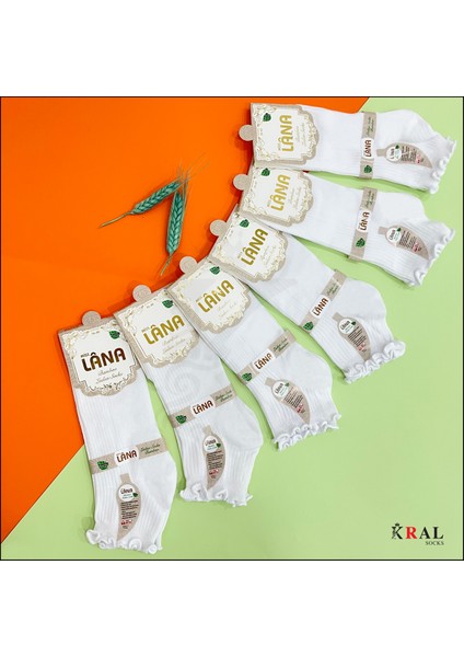 Kadın Bambu Çorap (6 Çift) Fırfırlı Patik Kadın Çorap