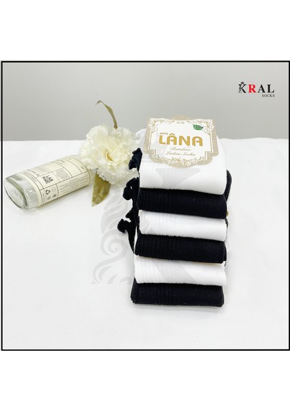 Kadın Bambu Çorap (6 Çift) Fırfırlı Patik Kadın Çorap