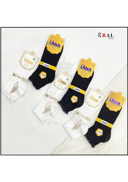 Kadın Bambu Çorap (6 Çift) Fırfırlı Patik Kadın Çorap