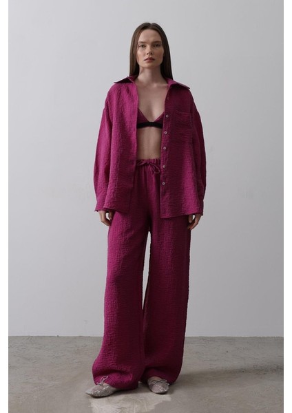 Üçaymoda Jakarlı 3lü Takım - Mor