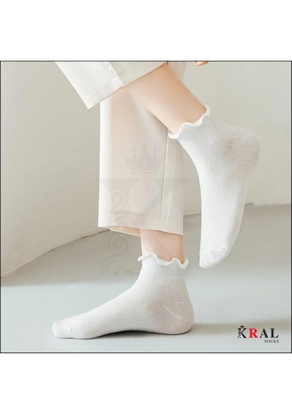 Kadın Bambu Çorap (6 Çift) Fırfırlı Patik Kadın Çorap indirimleri