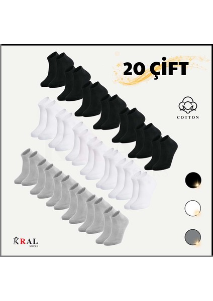 Kadın - Erkek (20 Çift ) Düz Desen Ekonomik Bilek Boy Patik Çorap