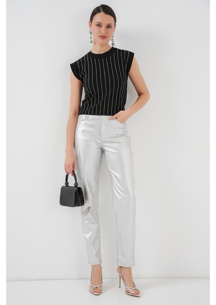 Üçaymoda Sıfır Kol Taşlı Bluz 931 - Siyah modelleri