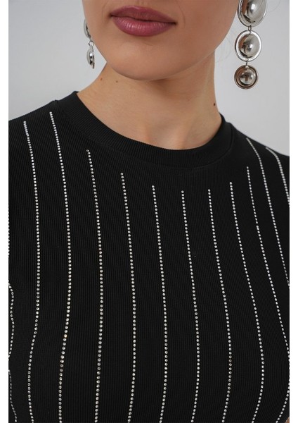 Üçaymoda Sıfır Kol Taşlı Bluz 931 - Siyah fırsatları
