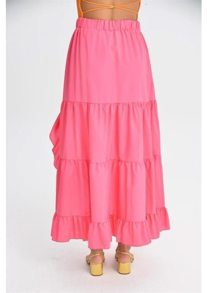 Üçaymoda Audrey Fıfrlı Yırtmaç Detay Etek 4037