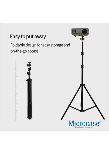 Taşınabilir Projeksiyon Cihazı Vb 1/4 Vida Girişli 2.1 mt Eğim ve Açı Ayarlamalı Tripod - AL5173