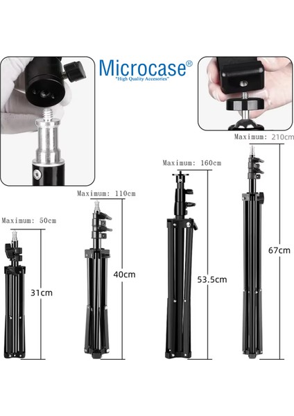 Taşınabilir Projeksiyon Cihazı Vb 1/4 Vida Girişli 2.1 mt Eğim ve Açı Ayarlamalı Tripod - AL5173
