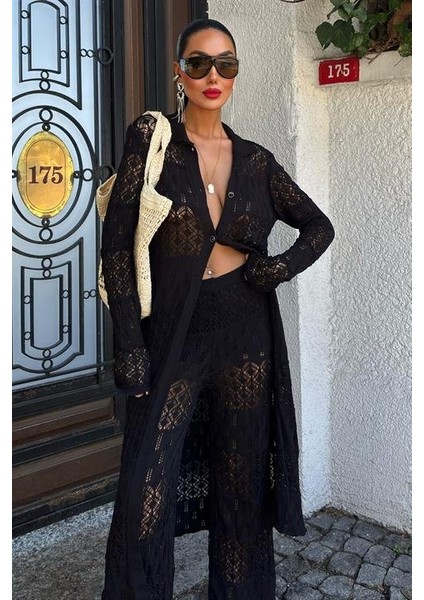 Üçaymoda Bridget Ajurlu Uzun Hırka Takım 9881