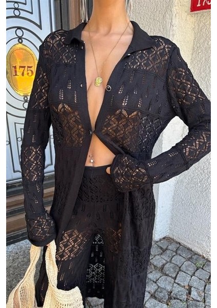 Üçaymoda Bridget Ajurlu Uzun Hırka Takım 9881