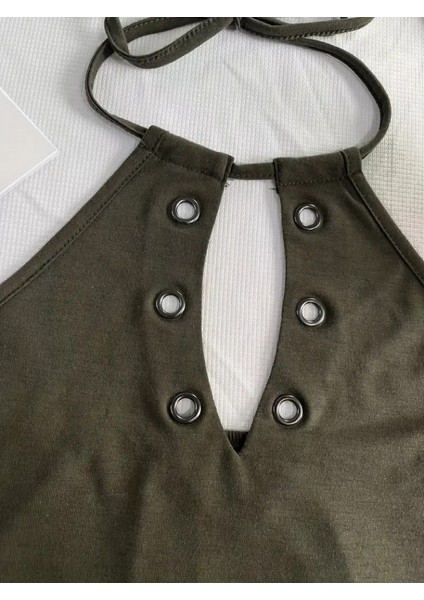 Üçaymoda Kadın Askılı Kuş Gözü ve Dekolte Detay Boyundan Bağlamalı Viskon Bluz modelleri