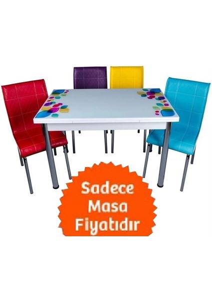 Yandan Açılır Büyüyen Cam Mutfak Masası Damla 70 x 110 cm Sadece Masa