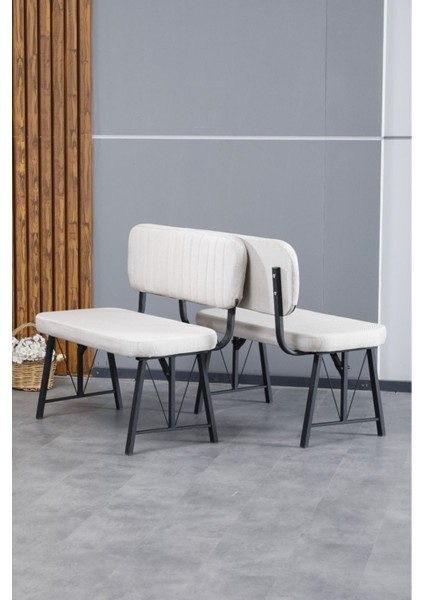 Hayat Serisi Mutfak, Yemek, Bahçe, Kafe, Modern Bench, Puf, 1 Adet - Krem