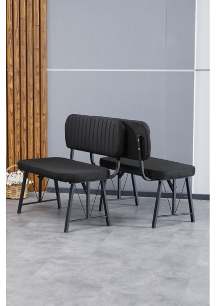 Hayat Serisi Mutfak, Yemek, Bahçe, Kafe, Modern Bench, Puf, 1 Adet - Siyah