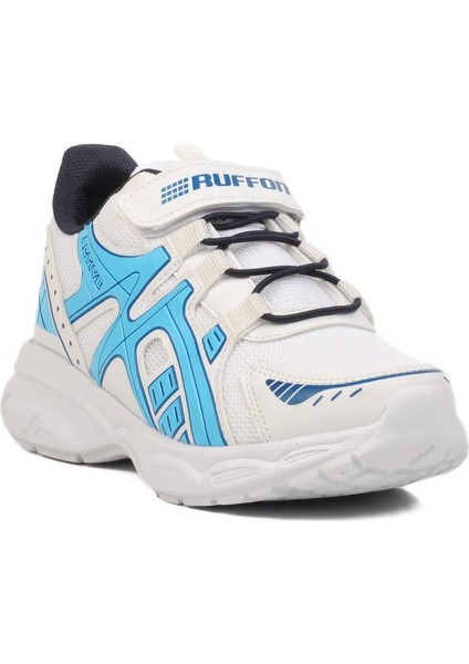 Beyaz Lacivert Cırtlı Fileli Hafif Çocuk Spor Ayakkabı F