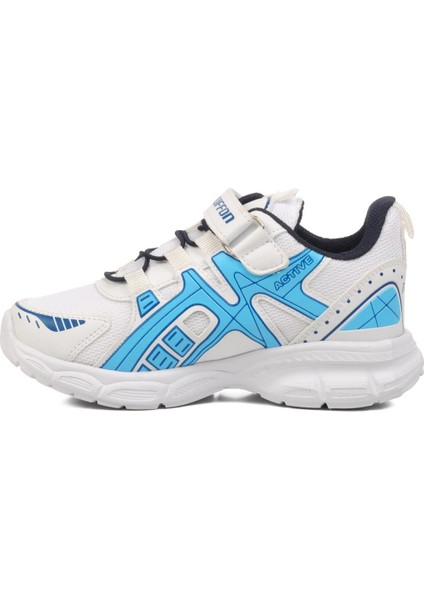 Beyaz Lacivert Cırtlı Fileli Hafif Çocuk Spor Ayakkabı F fiyatları