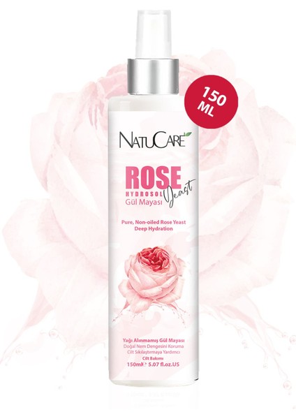 Natucare Yoğun Besleyici ve Cilt Sıkılaştırmaya Yardımcı %100 Saf ve Doğal Hidrosol Gül Mayası 150ML