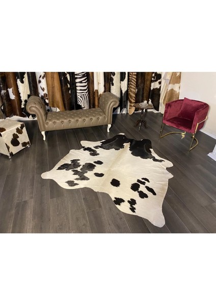 Hakiki Deri Dana Postu Siyah - Beyaz 195 x 230 - 0701000036