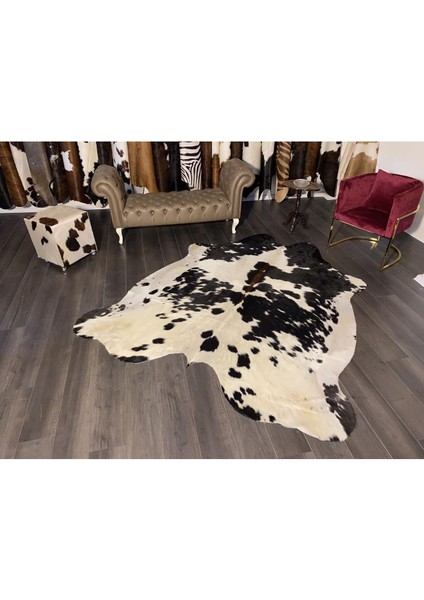 Hakiki Deri Dana Postu Siyah - Beyaz 180 x 215 - 0701000045