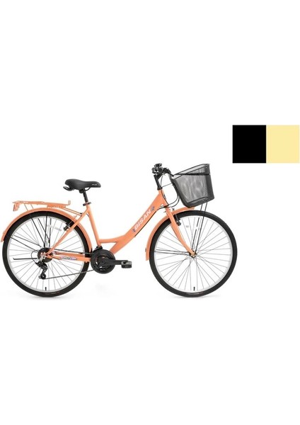 Lotus-25 Kadın Şehir Bisikleti 34cm V 24 Jant 21 Vites Mat Siyah Gold
