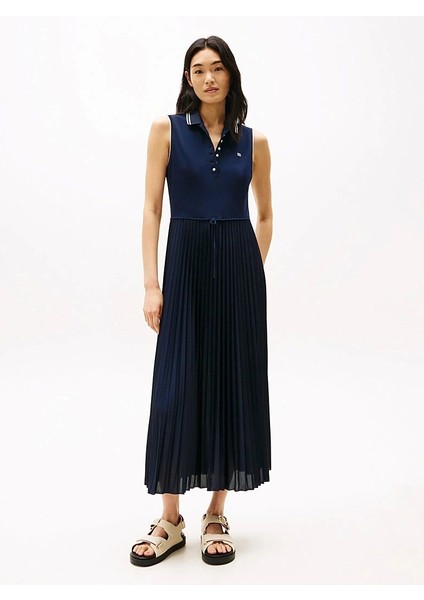 Sporty Pleated Polo Dress Ns