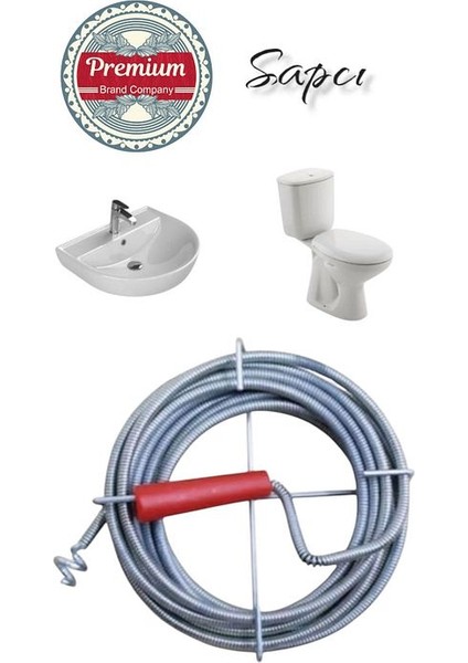 Premium 7 Metre Tıkanıklık Kanal Açma Klozet Gider Açıcı Boru Temizleme Spiral Tel Susta Manuel Uç