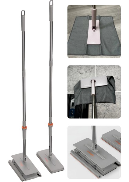 20 Adet Yedek Bezli Mop Pratik One-Touch Temizlik Mopu 360° Dönebilen Kolay Tak Çıkar Minimal