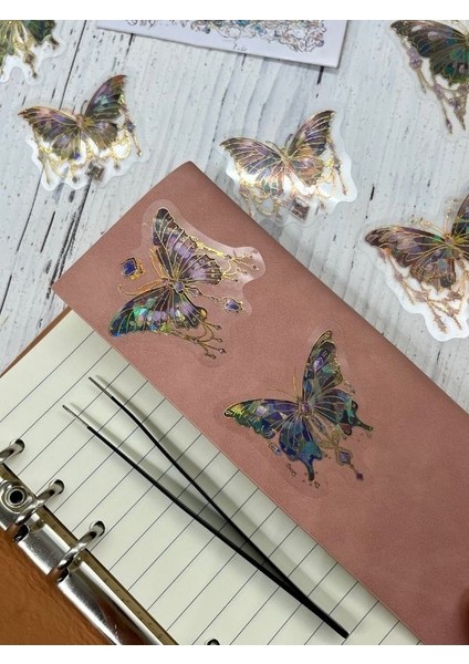 Nıght Elf Butterfly Işıl Işıl Siyah Kelebekler Şeffaf Pet Sticker Set/çıkartma/su Geçirmez/altın Yaldızlı/bullet Journal fırsatları