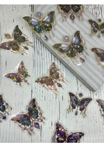 Nıght Elf Butterfly Işıl Işıl Siyah Kelebekler Şeffaf Pet Sticker Set/çıkartma/su Geçirmez/altın Yaldızlı/bullet Journal