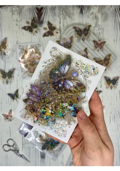 Nıght Elf Butterfly Işıl Işıl Siyah Kelebekler Şeffaf Pet Sticker Set/çıkartma/su Geçirmez/altın Yaldızlı/bullet Journal fiyatları