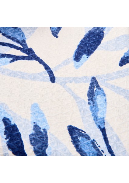 Soft Palmatum Çift Kişilik Pike - Beyaz / Mavi - 200X220 cm