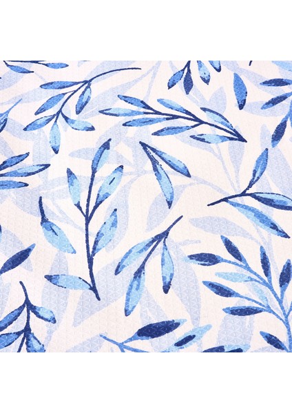 Soft Palmatum Çift Kişilik Pike - Beyaz / Mavi - 200X220 cm