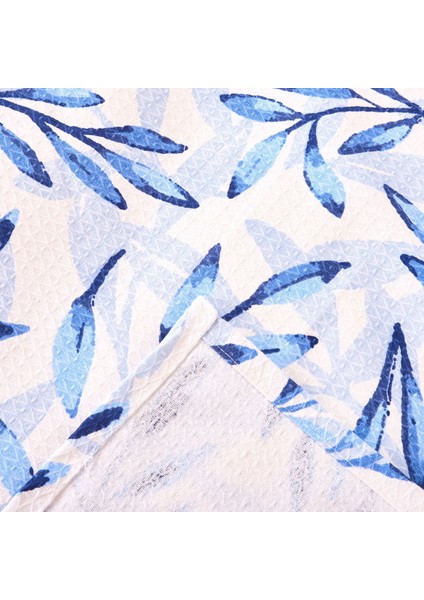 Soft Palmatum Çift Kişilik Pike - Beyaz / Mavi - 200X220 cm