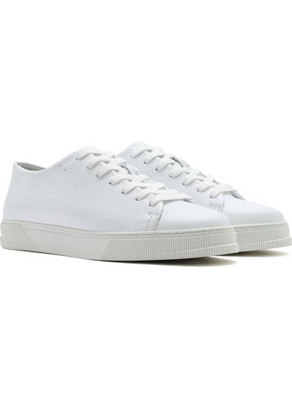 Erkek Beyaz Bağcıklı Deri Sneaker 25SFD6126FT