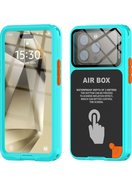 iPhone 15 Pro Su Geçirmez Kapaklı Pc+Tpu+Pet Telefon Kılıfı-Mavi (Yurt Dışından)
