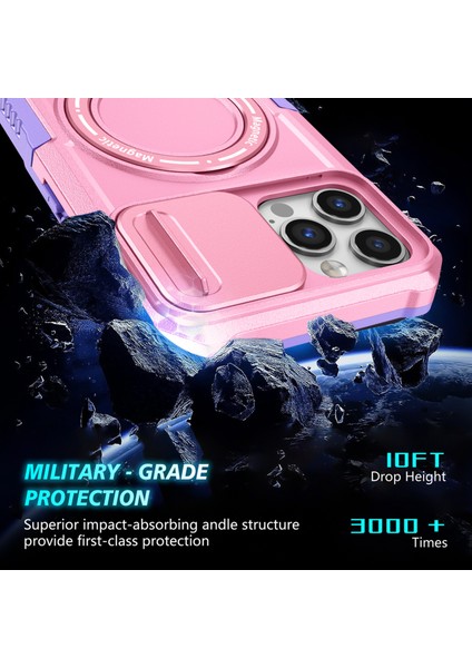 iPhone 12 Pro Max Için 6,7 Inç Manyetik Telefon Kılıfı Pc+Tpu Kapaklı, Slayt Kamera Kapaklı-Mor/pembe (Yurt Dışından)