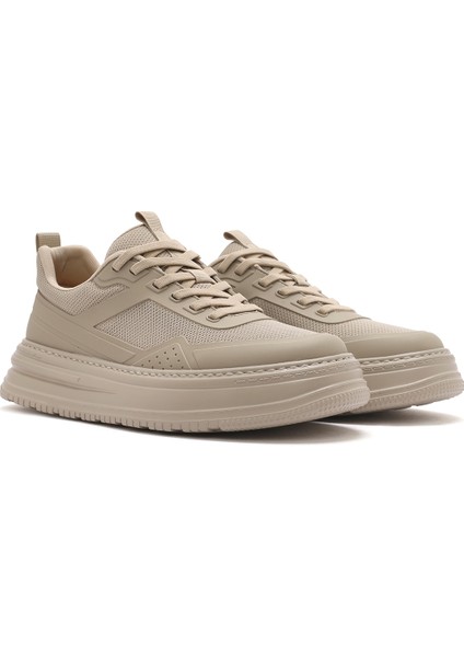 Erkek Bej Bağcıklı Kalın Tabanlı Sneaker 25SFD69366F