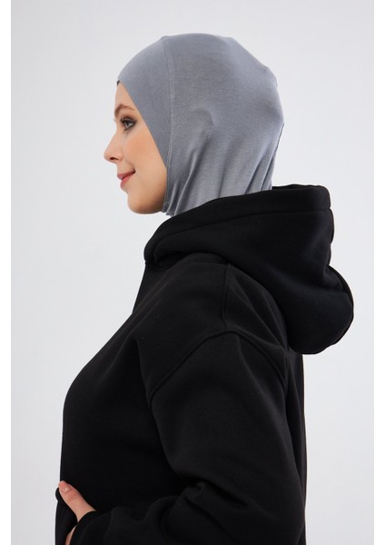 Gri Pratik Hazır Geçmeli Bone Viskon Çapraz Sporcu Hijab 2110_15 fırsatları