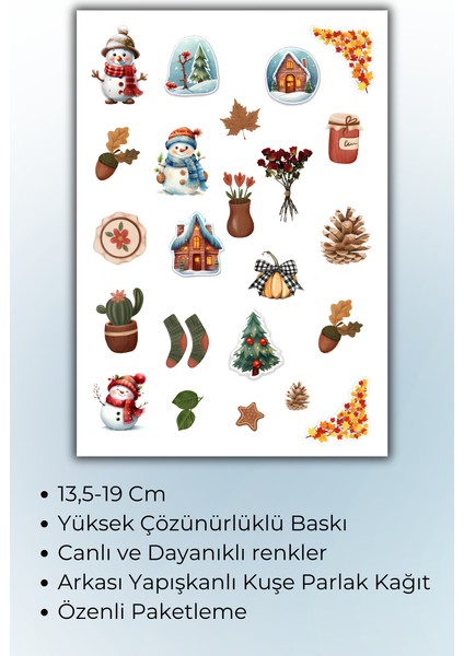 Sonbahar-Kış Temalı 3'lü Sticker Planner Ajanda Bullet Journal Için Uygun Set fiyatları