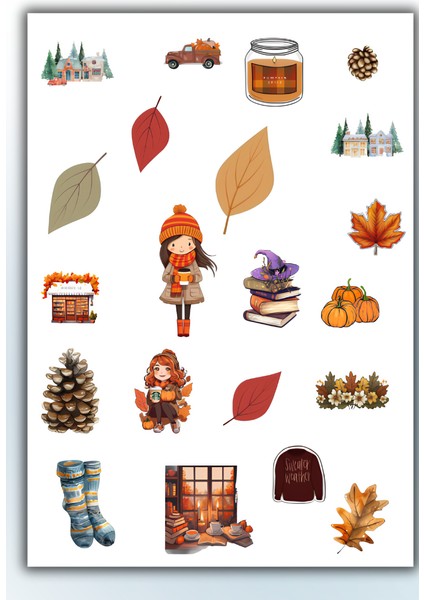 Sonbahar-Kış Temalı 3'lü Sticker Planner Ajanda Bullet Journal Için Uygun Set fırsatları
