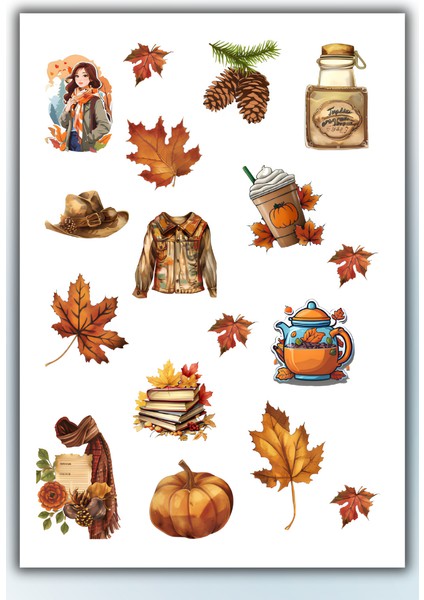 Sonbahar-Kış Temalı 3'lü Sticker Planner Ajanda Bullet Journal Için Uygun Set indirimleri