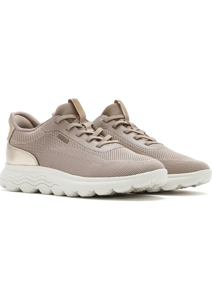 Kadın Bej Spherica Plus Bağcıklı Kalın Tabanlı Kumaş Sneaker D557MA06KBNCH62L