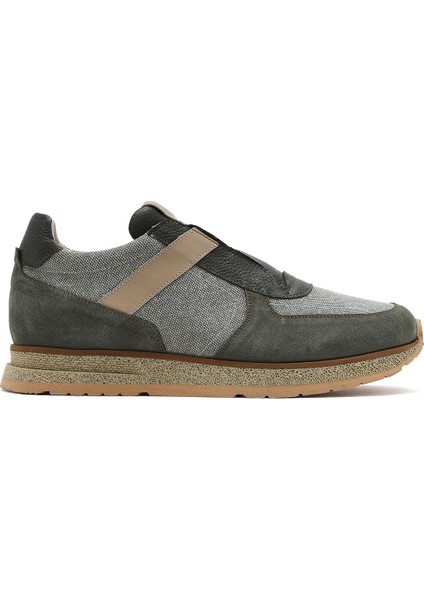 Erkek Haki Bağcıklı Deri Casual Sneaker 25SFD795114