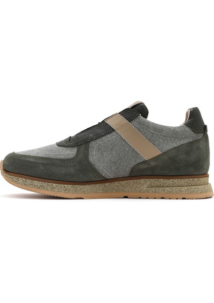 Erkek Haki Bağcıklı Deri Casual Sneaker 25SFD795114