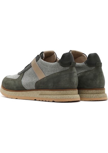 Erkek Haki Bağcıklı Deri Casual Sneaker 25SFD795114