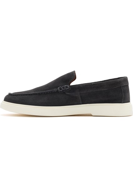 Erkek Gri Süet Deri Casual Loafer 25SFD707610
