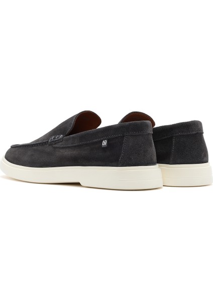 Erkek Gri Süet Deri Casual Loafer 25SFD707610