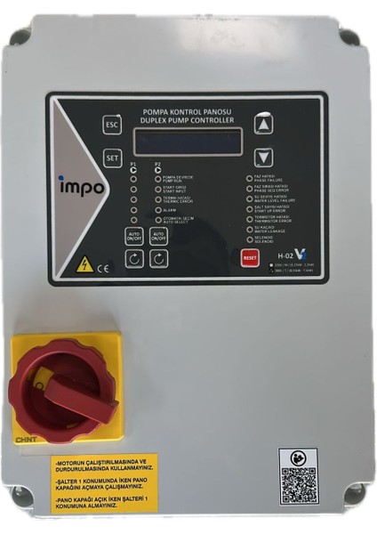 Impo H-0275B-V2 Ikili Hidrofor Yada Dalgıç Panosu 380V-7,5 Kw modelleri