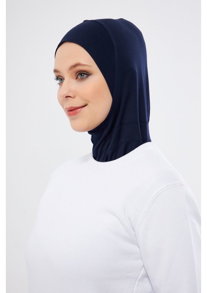 Lacivert Pratik Hazır Geçmeli Bone Viskon Çapraz Sporcu Hijab 2110_02 fiyatları