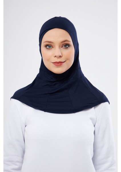 Lacivert Pratik Hazır Geçmeli Bone Viskon Çapraz Sporcu Hijab 2110_02 fırsatları