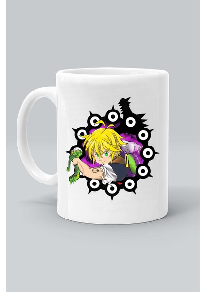 Seven Deadly Sins Meliodas Anime Karakter Baskılı Beyaz Kupa Bardak